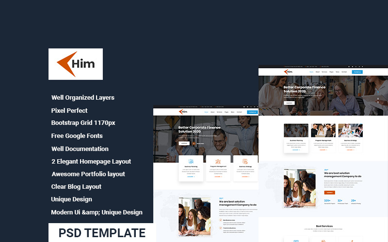 Download PSD шаблон "Him - Creative Multipurpose PSD Template" / Him - Creative Multipurpose PSD Template - Адаптивный PSD шаблон на тему бизнес и услуги agency,app,blog,business,construction,consulting,creative,marketing,modern,multipurpose,portfolio,saas,seo,startup,trending
