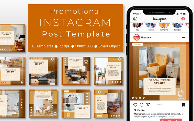 10 egyedi bútor promóció - Instagram sablon a közösségi médiához