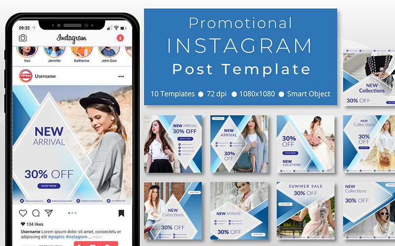 10 Unique Fashion Promotional - Instagram Post Template for Social Media