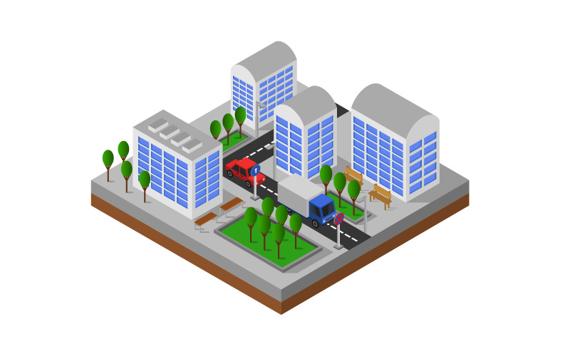 Download Vector "Isometric City illustrated on a white background - Vector Image" / Isometric City illustrated on a white background - Vector Image - Vector на тему графика illustration,urban,environment,nature,set,architecture,vector,perspective,street,house,concept,city,skyscraper,downtown,estate,isometric,town,3d,megalopolis,fence
