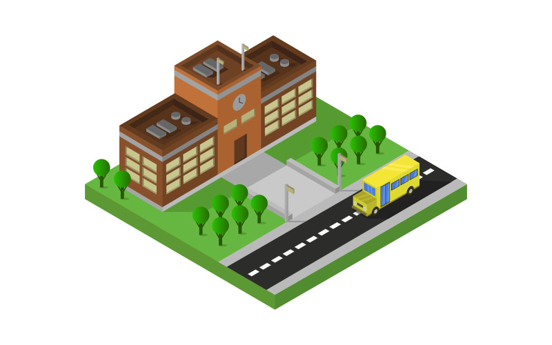 Download Vector "Isometric School - Vector Image" / Isometric School - Vector Image - Vector на тему графика illustration,cartoon,architecture,vector,university,isometric,school,education,college,facility,front,map,construction,design,street,public,modern,house,icon,exterior