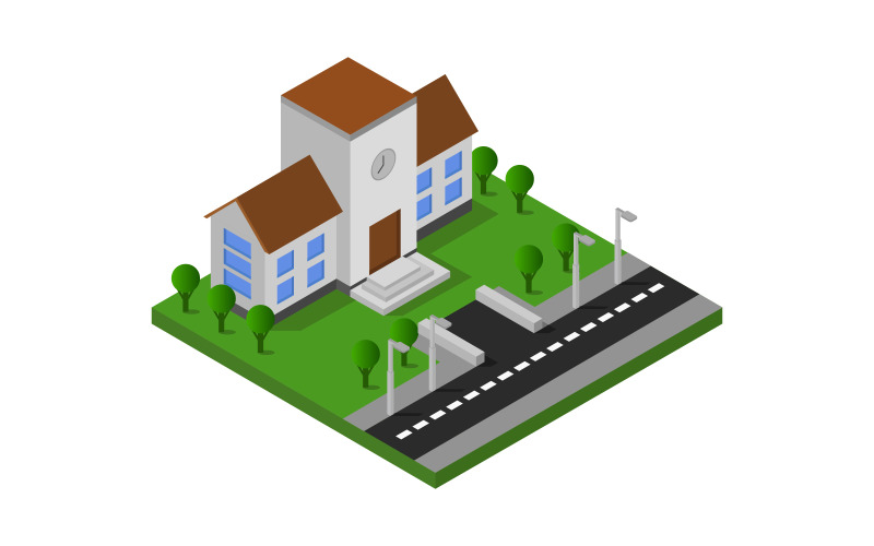 Download Vector "isometric school - Vector Image" / isometric school - Vector Image - Vector на тему графика illustration,cartoon,architecture,vector,university,isometric,school,education,college,facility,front,map,construction,design,street,public,modern,house,icon,exterior