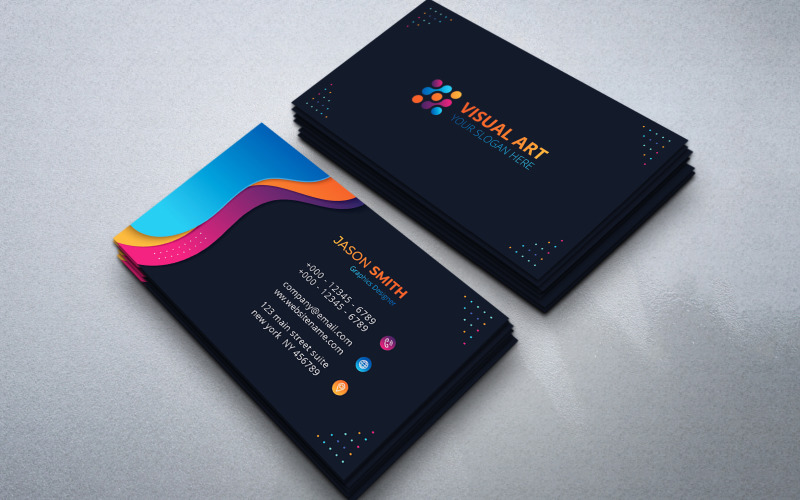 Download Фирменный стиль "Modern Business Card with Colorful Shapes - Corporate Identity Template" / Modern Business Card with Colorful Shapes - Corporate Identity Template - Фирменный стиль на тему графика business,corporate,card,brand,template,visiting,company,cards,abstract,clean,modern,logo,creative,presentation,contact,information,identity,blue,orange,colorful