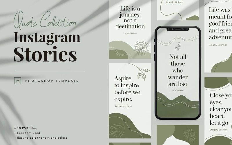 Download Шаблон для соцсетей "Quote Collection Instagram Storie Template for Social Media" / Quote Collection Instagram Storie Template for Social Media - Шаблон для соцсетей на тему графика instagram,store,fashion,psd,photoshop,modern,elegant,promo,deals,discount,post,stories,autumn,apparel,shop,online,quote,story