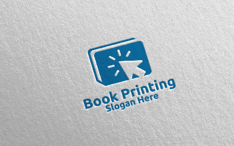 Klicka på Book Printing Company Vector Logo Mall