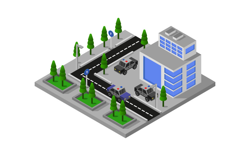 Download Vector "Isometric Police Station - Vector Image" / Isometric Police Station - Vector Image - Vector на тему графика illustration,authority,police,enforcement,isometric,cartoon,town,law,architecture,department,vector,station,design,street,car,white,building,house,office,sign