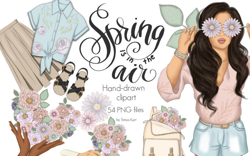 Download Иллюстрация "Spring Is In The Air Collection - Illustration" / Spring Is In The Air Collection - Illustration - Иллюстрация на тему графика spring,girls,floral,flowers,pattern,surface,fashion,paper,scrapbook,boss,summer,lettering,blog,texture,collection,clipart,web,icons,planner,sublimation