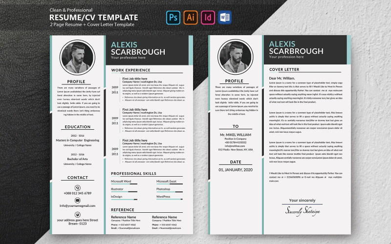 Download Резюме "Alexis Scarbrough Resume Template" / Alexis Scarbrough Resume Template - Резюме на тему графика 2,page,resume,a4,bundle,classic,clean,cv,cover,letter,job,minimalist,download,layout,template,word,simple,application,student,objective