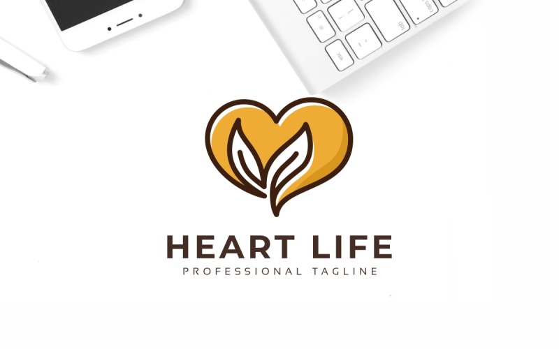 Download Шаблон логотипа "Heart Life Logo Template" / Heart Life Logo Template - Шаблон логотипа на тему графика botanical,branch,creative,logo,design,eco,ecology,environment,food,forest,fresh,garden,grow,heart,landscape,leaf,leave,life,natural,non-profit