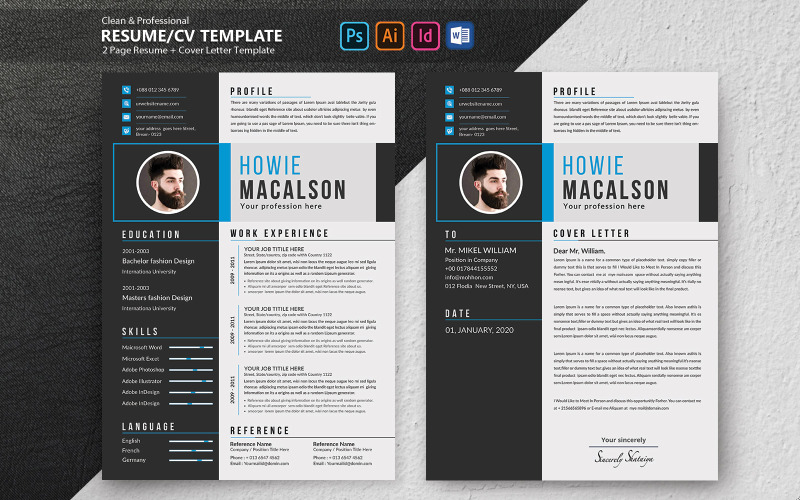 Plantilla de curriculum vitae creativo de Howie Macalson