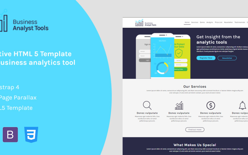 Business Analytic - Responsieve HTML-bestemmingspagina-sjabloon