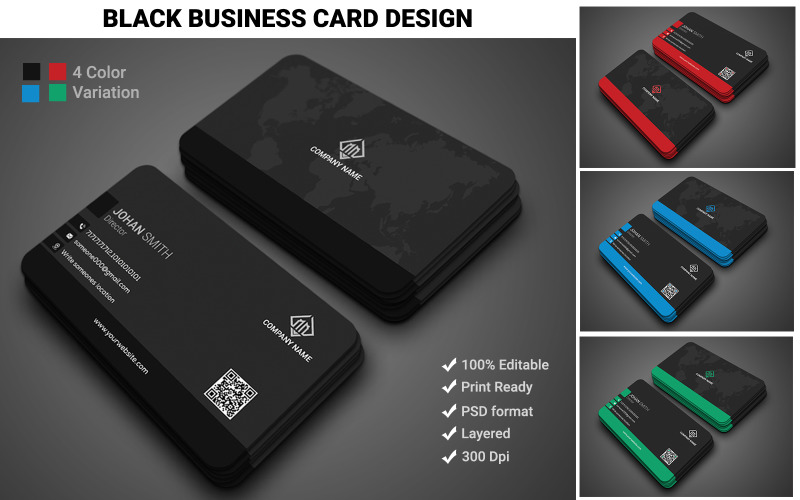 Чорна візитна картка - шаблон фірмового стилю