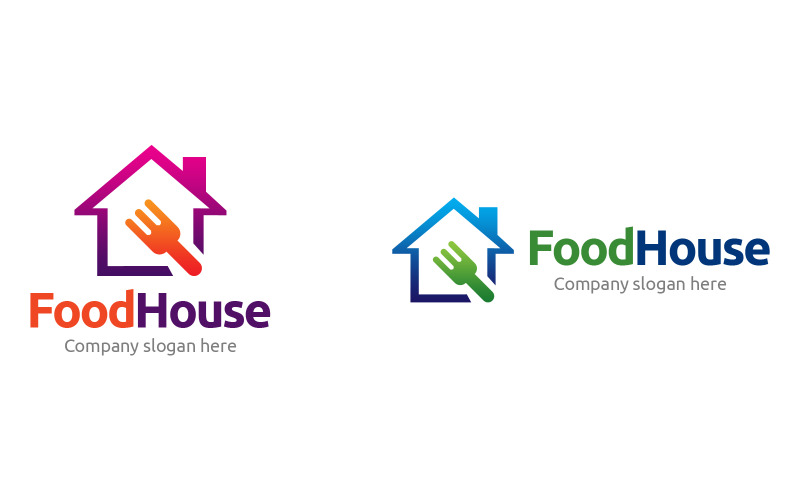 Download Шаблон логотипа "Food House Logo Template" / Food House Logo Template - Шаблон логотипа на тему графика food,restaurant,hotel,logo,business,modern,brand,creative,corporate,company,media,identity,professional,design,web,vector,branding,simple,studio,green
