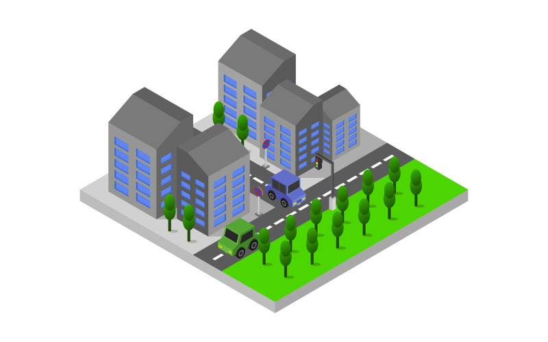 Geometric Isometric City - Vector Image