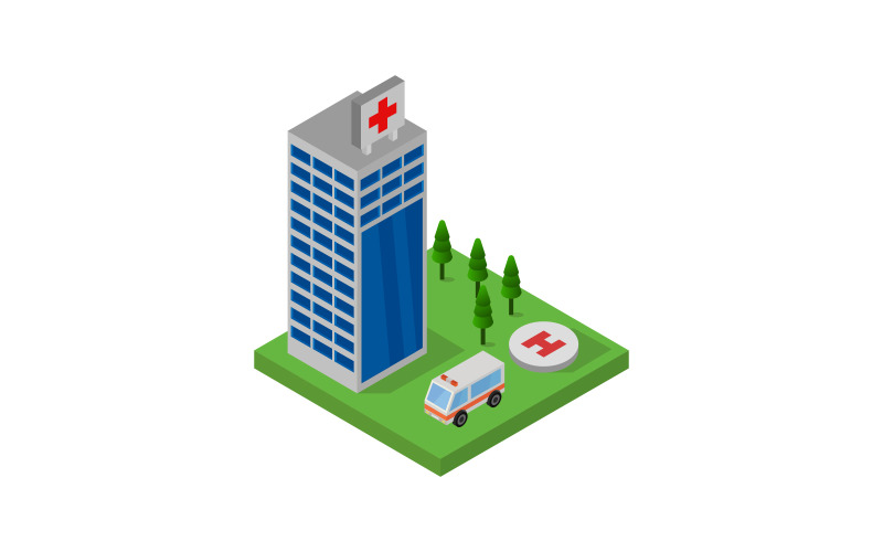 Hospital isométrico - imagen vectorial