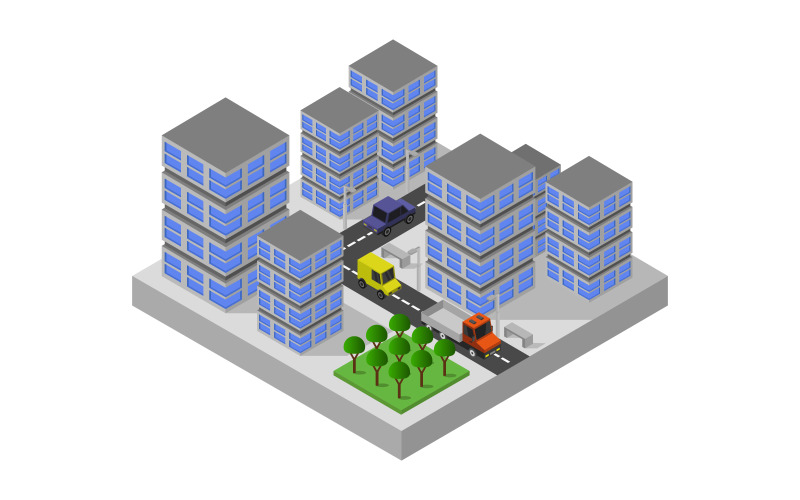 Download Vector "Isometric City on a white background - Vector Image" / Isometric City on a white background - Vector Image - Vector на тему графика illustration,urban,transport,vector,modern,isolated,concept,city,district,downtown,isometric,landscape,creative,building,megalopolis,environment,business,set,architecture,map