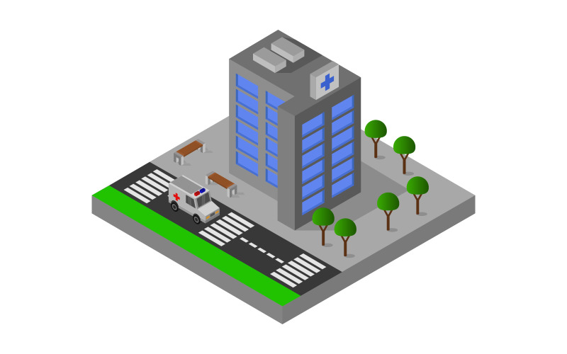 Download Vector "Isometric Hospital - Vector Image" / Isometric Hospital - Vector Image - Vector на тему графика clinic,illustration,doctor,medicine,health,hospital,vector,design,isolated,icon,concept,care,isometric,white,3d,medical,cartoon,patient,flat,paramedic