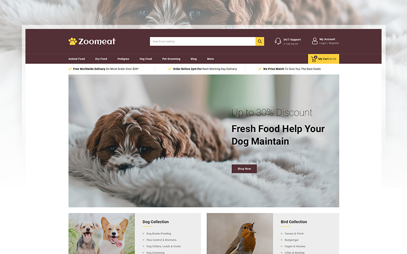 тема магазина домашних животных и животных prestashop