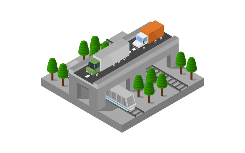 Download Vector "Colorful Isometric Bridge - Vector Image" / Colorful Isometric Bridge - Vector Image - Vector на тему графика transportation,transport,vector,construction,city,bridge,isometric,traffic,road,building,river,illustration,connection,design,public,automobile,industry,isolated,auto,concrete