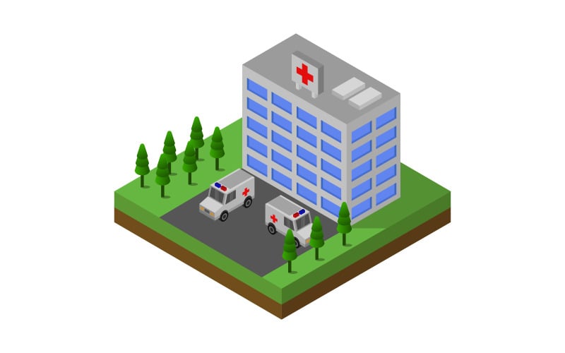 Kleurrijke Isometrische Ziekenhuis - Vector Afbeelding