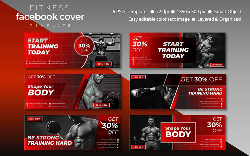 Fitness Facebook Cover Template for Social Media