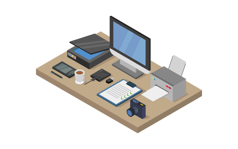 Download Vector "Isometric desk on background - Vector Image" / Isometric desk on background - Vector Image - Vector на тему графика workplace,illustration,coffee,business,table,graphic,place,vector,design,flat,computer,interior,cup,desk,isometric,work,laptop,office,workspace,job