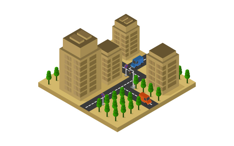 İzometrik Gökdelen - Vektör Görüntü