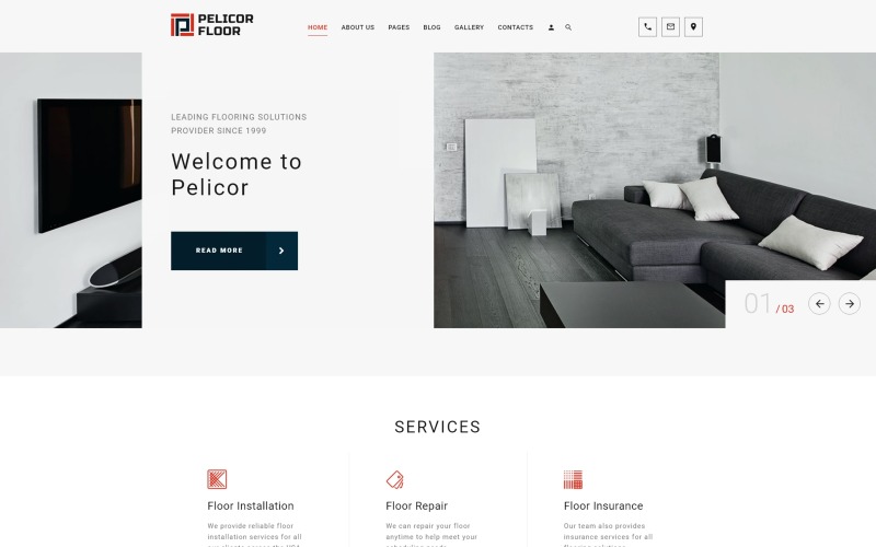Pelicor Floor - многостраничный шаблон Joomla для напольных покрытий