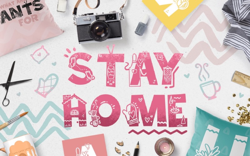 Download Шрифт "Stay Home - Doodle Font" / Stay Home - Doodle Font - Шрифт на тему графика scandinavian,doodle,quarantine,home,house,feminine,cute,lovely,craft,cricut,bohemian,cozy,children,kids,chubby,handmade,girly