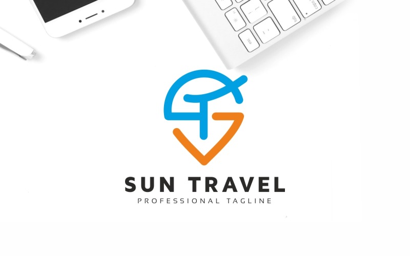 Download Шаблон логотипа "Sun Travel Logo Template" / Sun Travel Logo Template - Шаблон логотипа на тему графика ai,air,airplane,aviation,beach,blue,business,colorful,company,eps,file,getaway,happy,holiday,leisure,logo,plane,sea,summer,template