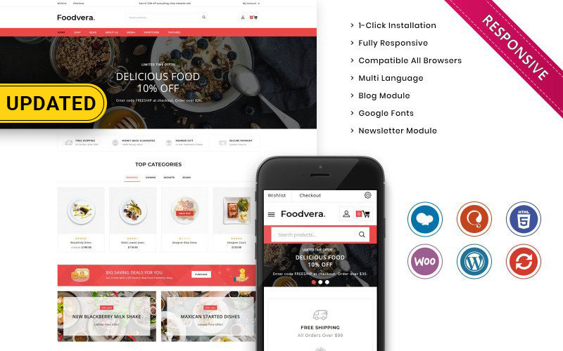 тема магазина быстрого питания и ресторанов woocommerce