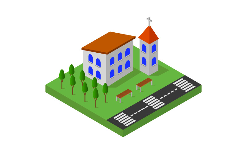 Download Vector "Isometric Church on  Background - Vector Image" / Isometric Church on  Background - Vector Image - Vector на тему графика illustration,catholic,religion,structure,isometric,cartoon,architecture,vector,construction,christian,3d,building,icon,church,flat,faith,isolated,game,miniature,chapel