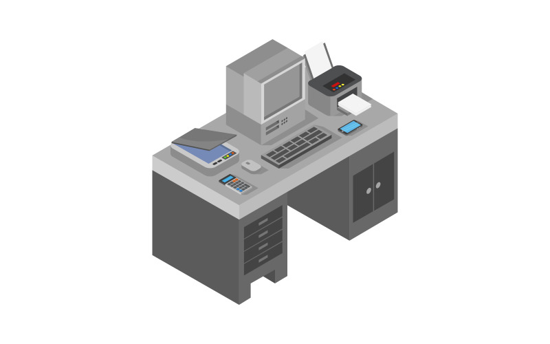 Download Vector "Isometric Office Desk - Vector Image" / Isometric Office Desk - Vector Image - Vector на тему графика workplace,illustration,business,table,vector,design,desktop,computer,interior,desk,isometric,work,office,home,3d,chair,graphic,modern,concept,background