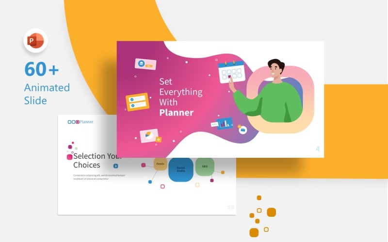 Planner Marketing Presentation Полностью анимированный шаблон PowerPoint