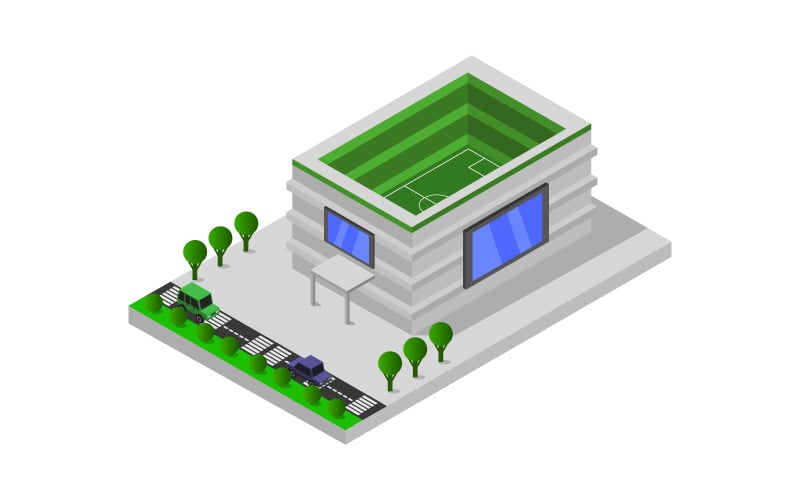 Isometric stadium on white background - Vector Image