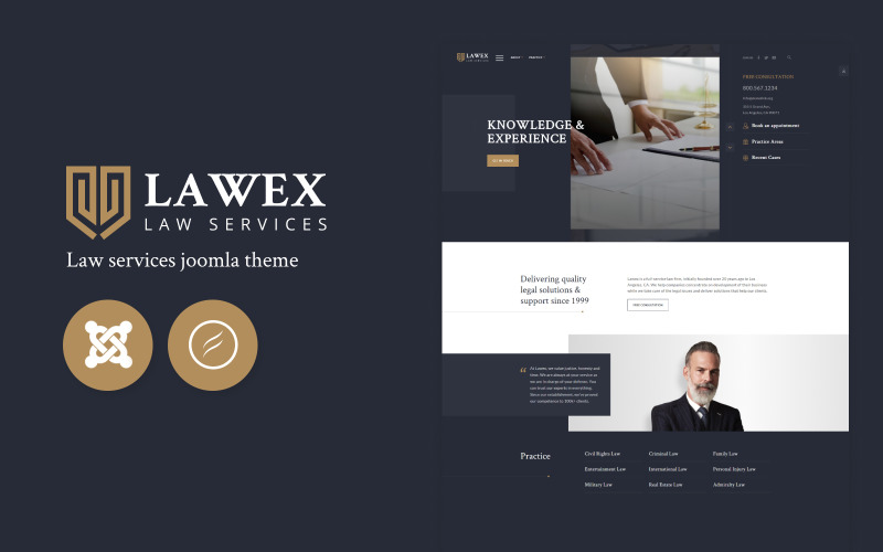 Lawex - advokatbyråns responsiva företags Joomla-mall