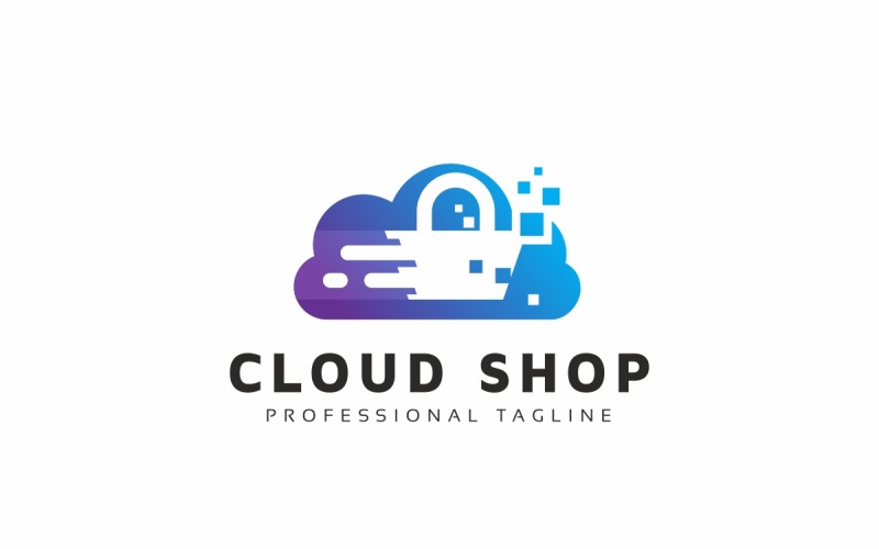 Modello di logo del negozio di cloud