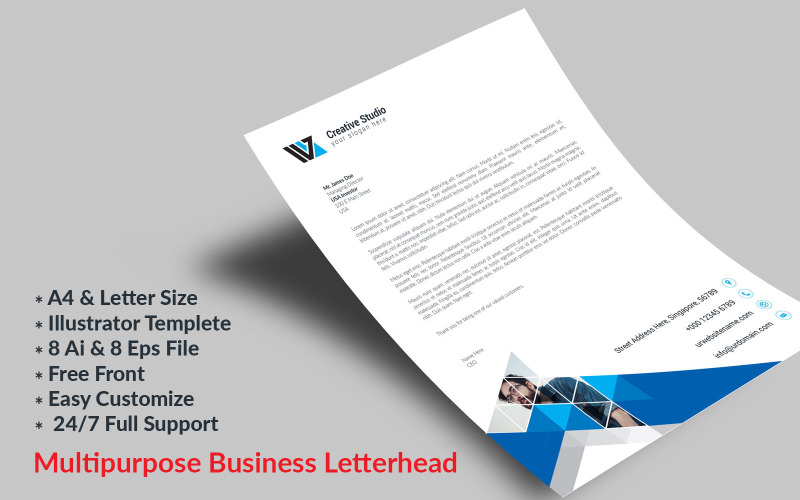 Download Фирменный стиль "Multipurpose Business Letterhead - Corporate Identity Template" / Multipurpose Business Letterhead - Corporate Identity Template - Фирменный стиль на тему графика business,letterhead,printing,professional,design,psd,best,modern,simple,corporate,creative,envelope,doctor,latest,minimal,card,luxury,medical