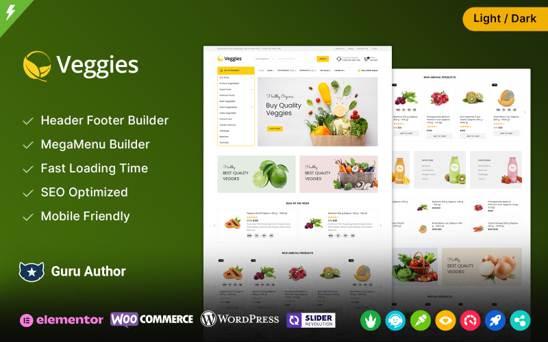 Zelenina – Potraviny a ovoce a zelenina Elementor téma WooCommerce