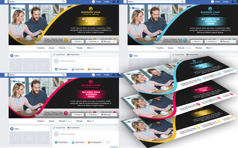 Download Шаблон для соцсетей "Business Facebook cover Photo Social Media Template" / Business Facebook cover Photo Social Media Template - Шаблон для соцсетей на тему графика business,corporate,cover,elegant,facebook,icons,line,marketing,modern,new,profile,social,media