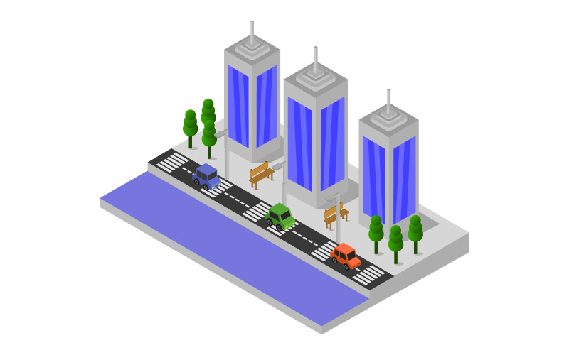 Download Vector "Colorful Isometric City - Vector Image" / Colorful Isometric City - Vector Image - Vector на тему графика illustration,urban,isometric,park,3d,city,outdoor,tree,nature,set,green,street,flat,icon,concept,color,skyscraper,town,traffic,architecture