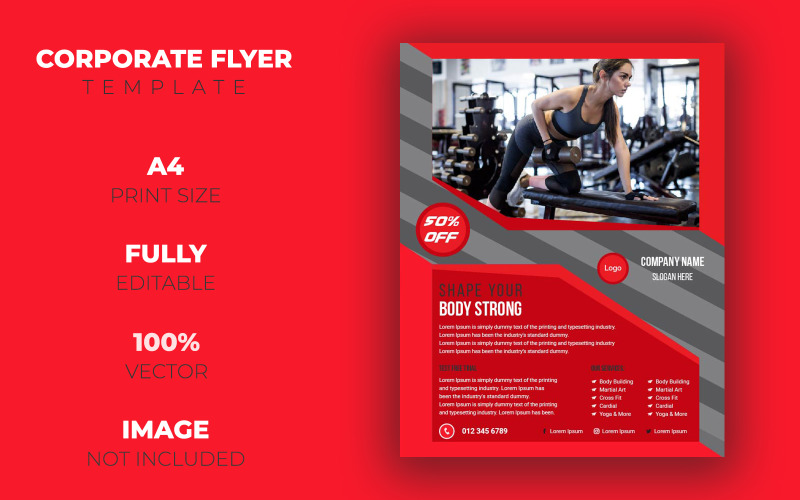 Download Фирменный стиль "Creative Gym Flyer Design - Corporate Identity Template" / Creative Gym Flyer Design - Corporate Identity Template - Фирменный стиль на тему графика gym,fitness,body,builder,post,template,social,ads,advert,promotion,modern,custom,creative,clean,professional,eps,ai,web,sales,colorful