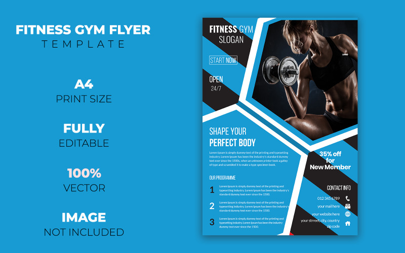 Download Фирменный стиль "Creative Gym Flyer Design - Corporate Identity Template" / Creative Gym Flyer Design - Corporate Identity Template - Фирменный стиль на тему графика gym,fitness,body,builder,post,template,social,ads,advert,promotion,modern,custom,creative,clean,professional,eps,ai,web,sales,colorful
