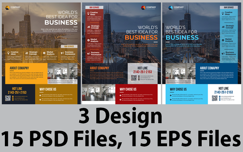 3 Design Business Flyer - Modelo de identidade corporativa