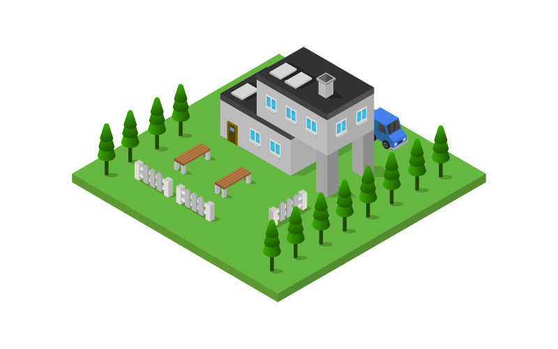 Download Vector "Isometric and colorful modern house on a white background - Vector Image" / Isometric and colorful modern house on a white background - Vector Image - Vector на тему графика apartment,window,illustration,home,set,architecture,vector,design,isolated,concept,isometric,3d,family,residential,roof,construction,modern,house,exterior,housing