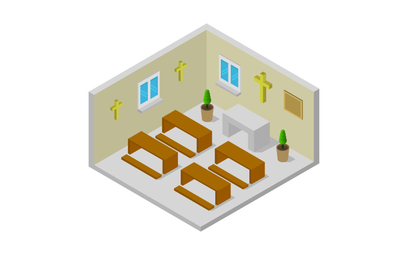 Download Vector "Isometric church room - Vector Image" / Isometric church room - Vector Image - Vector на тему графика room,isometric,vector,church,family,rose,lily,wooden,service,pallbearer,hearse,flower,people,coffin,black,grave,mortuary,grieving,cremation,cemetery