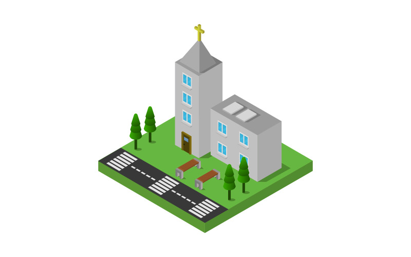 Download Vector "Isometric church - Vector Image" / Isometric church - Vector Image - Vector на тему графика illustration,catholic,religion,structure,isometric,architecture,vector,design,christian,3d,building,house,facade,icon,church,worship,front,miniature,chapel,cartoon