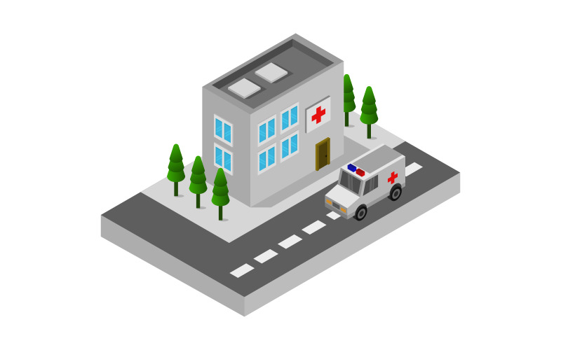 Download Vector "Isometric hospital - Vector Image" / Isometric hospital - Vector Image - Vector на тему графика clinic,illustration,paramedic,service,health,rescue,map,hospital,vector,design,street,urgency,vehicle,icon,exterior,city,ambulance,isometric,town,3d