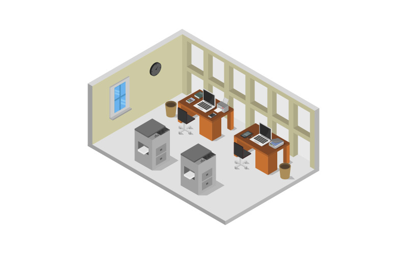 Download Vector "Isometric office room - Vector Image" / Isometric office room - Vector Image - Vector на тему графика business,vector,isometric,3d,office,people,center,window,illustration,structure,architecture,floor,construction,design,modern,house,icon,exterior,city,contemporary
