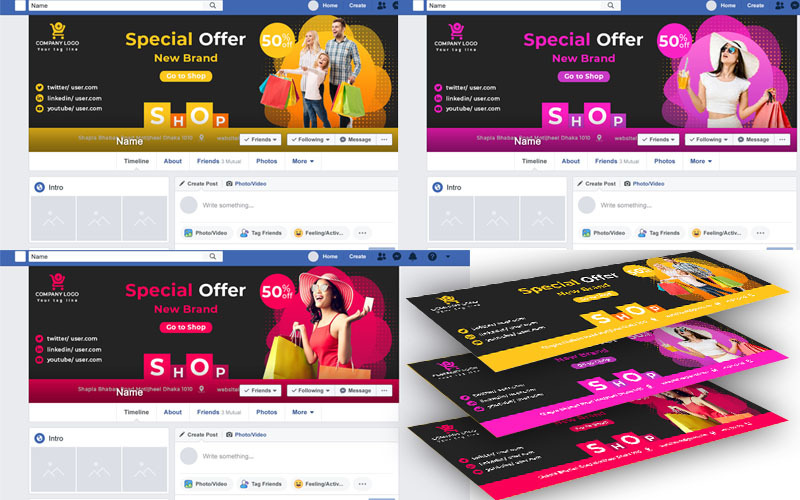 Download Шаблон для соцсетей "Shop Facebook cover Social Media Template" / Shop Facebook cover Social Media Template - Шаблон для соцсетей на тему графика ads,banners,colorful,cover,creative,ecommerce,event,events,facebook,profile,online,shop,posts,psd,shopping,social,media,special,offer,timeline